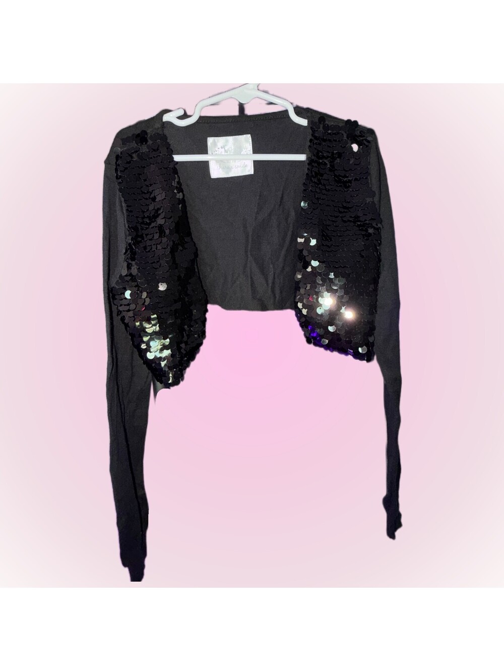 Girls Size 8/10 Justice Cropped Cardigan Covered in Sparkly Sequins